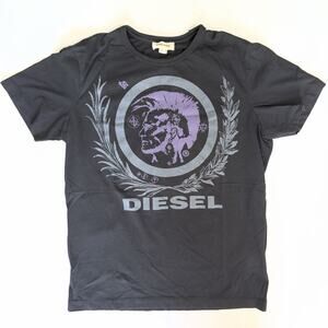 DIESEL Men's Black T-Shirt with Logo & Print Size M Excellent Condition Rare
